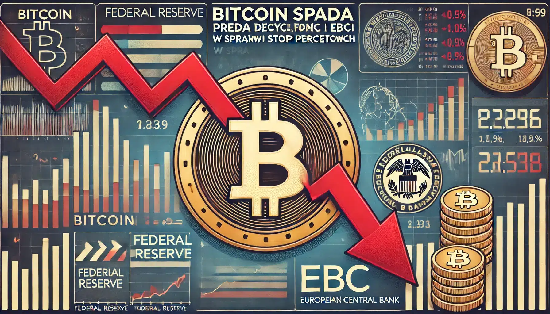 Bitcoin spada przed decyzją FOMC i EBC w sprawie stóp procentowych